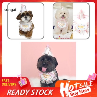 SUN_ Pets Accessories Dog Hat Neckerchief Pets Party Adorable Cap Scarf Skin-friendly for Taking Photo