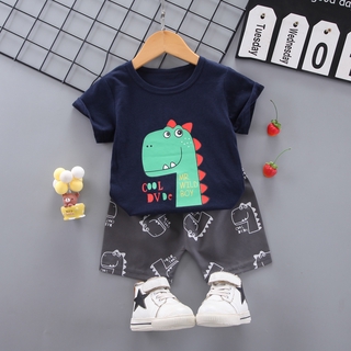[mic]2 Unids/set lindo Dragon Boys trajes niños camiseta con pantalones cortos 2021 nueva ropa suave Anak: Memakai para 1-4 años regalos para niños (2)