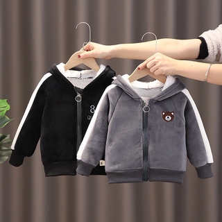 Niños chaqueta de felpa otoño e invierno ropa 2020 nuevo bebé con capucha engrosado bebé bebé niños y niñas cremallera ropa de niños