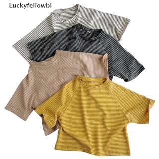 [luckyfellowbi] camiseta de rayas cuello redondo manga corta para niños [caliente]