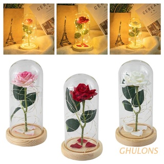 ghulons enchanted eternal rose flor cúpula de cristal led luz de noche amantes del día de san valentín día de la madre regalo de cumpleaños decoración (1)