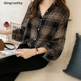 [qingruxtky] mujeres camisas a cuadros manga murciélago blusas de gasa tops más el tamaño de tartan blusas [caliente]