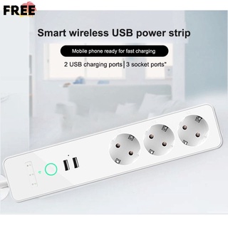 16a Wifi Smart Power Strip 3 salidas eu Plug con 2 puertos De carga USB temporales App control De Voz Alexa De Google home (Freee)
