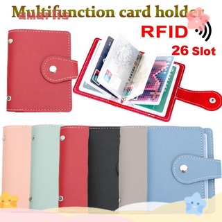 Amarlis Slim Multi-función monedero mujeres hombres bolsa de bolsillo Color caramelo bloqueo RFID 26 ranuras para tarjetas/Multicolor