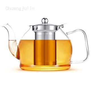 Juego de té de vidrio resistente al calor transparente de alta calidad, tetera de clepsidra de acero, tetera de clepsidra de acero inoxidable, olla de jugo doméstico