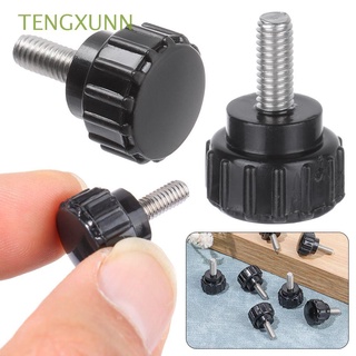 TENGXUNN M4 x 10 mm Practical Thumb Screw Round Clamping Carbon Steel Thumbscrew Screw Knurled|Latche Black Knobs Grips Threaded
