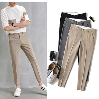 🙌 (7 colores) pantalones formales de los hombres traje coreano slim fit oficina elástico elástico negro pantalones largos B6Yj