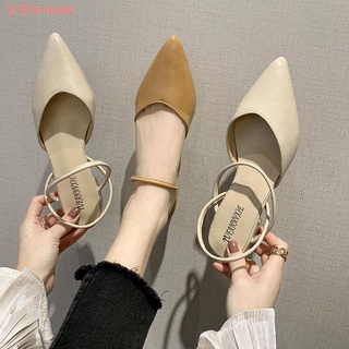 Baotou sandalias romanas mujer estilo de hadas 2020 verano nuevo estilo cien coincidencia falda puntiaguda palabra con zapatos de tacón grueso
