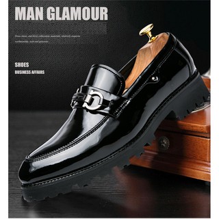 Los hombres de cuero zapatos de vestir de charol con hebilla Casual zapatos de vestir (1)