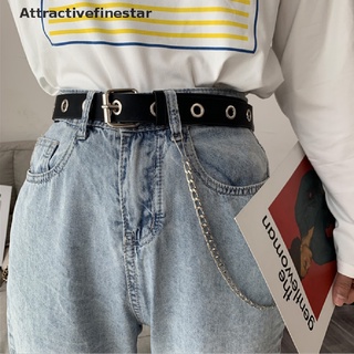 [AFS] Cinturón De Moda Punk Para Mujer/Ajustable Con Ojales Cadena Simple/Atractivefinestar (1)