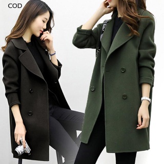[cod] mujer invierno lana abrigo largo casual sólido slim chaquetas cálidas abrigo outwear caliente