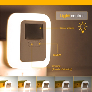 sensor de movimiento ahorro de energía led luz de noche/enchufe cuerpo humano inteligente de inducción brillo ajuste de la luz de pared/escalones armario gabinete luz de sonido sensor lampp