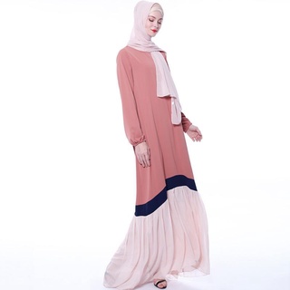 Color bloqueador suelto de las mujeres túnica elástica puño vestido Hui eth (3)