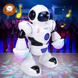 SEGFOLD Creativo LED Música Juguete Niños Niñas Figura Eléctrica Bailando Robot Espacio Caminar Interesante Deslumbrante Regalo Educativo Brazo Swing Modelo