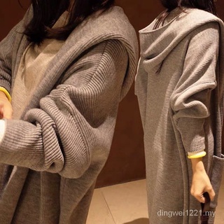 2021nuevo estilo perezoso suelto con capucha media longitud Cardigan suéteres abrigo