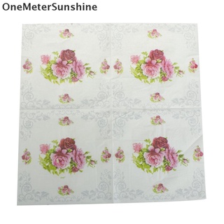 Oms 20 servilletas de papel de flores rosa festiva y fiesta servilletas de pañuelos decoupage decoración papel MY