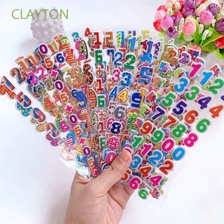 CLAYTON 20 Sheets/lot 3D Puffy Stickers Chidren Kids Stickers Bubble Stickers Letter Birthday Gift Number Decorative Stickers Stationery Sticker English Alphabet Cartoon Stickers