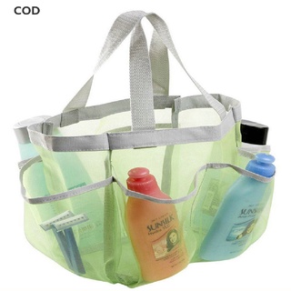 [cod] bolsa de almacenamiento portátil para colgar bolsas de baño de malla con 7 bolsillos bolsas de baño caliente (9)