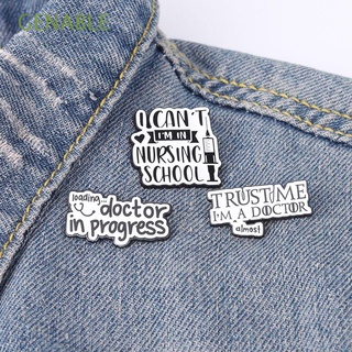 GENABLE Fashion Enamel Pin Alloy Jewelry Denim Jackets Lapel Pin Letter Brooch The Exposed Clasp Gift Collar Accessories Jewelry Gift Black and White Lapel Pin Doctor Badge