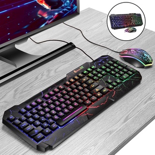 cable led agrietado teclado de juegos ratón combo ergonómico usb gamer kit para pc