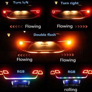 [prosperoneframe] Tira de puerta trasera de coche LED tipo flujo de 7 colores impermeable luz de señal de conducción de freno [MY]