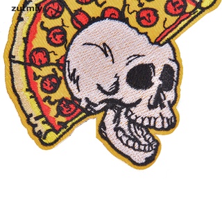 [ZUY] Pizza skull food skeleton embroidered sew on iron on badge patch fabric craft CQW