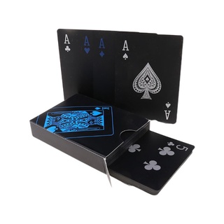 TR Waterproof Plastic Poker Playing Cards, Black PVC Poker Table Cards Classic Magic Tricks Tool Deck (54pcs)