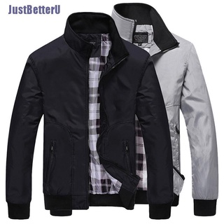 [Justb] chaquetas casuales abrigos de Color sólido para hombre ropa deportiva cuello de pie Slim chaquetas POMI