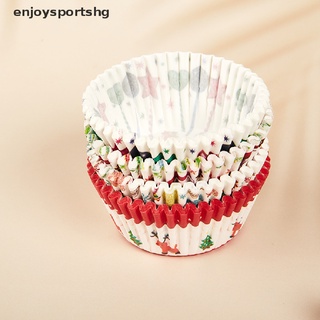 [enjoysportshg] 100 tazas de papel para magdalenas de navidad, tartas, magdalenas, cupcakes, tartas, taza para hornear [caliente]