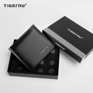 [nuevo]Tigernu Rfid bloqueo corto cartera Bi-Fold Anti robo PU monedero con caja 8006