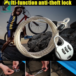 antirrobo contraseña bloqueo de cable de acero de equipaje protector de seguridad de la cadena de bicicleta cerraduras mochila candado (1)
