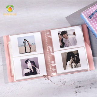 DEMWISE Model Photocard Holder PU Cover Cards Collect 3inch Photo Album Mini Hollow Love Heart Plaid Practical Card Holder