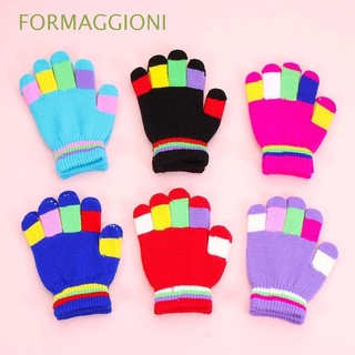 formaggioni niños guantes de dedo niños manoplas de punto guantes de bebé a prueba de viento deportes al aire libre antideslizante cálido cómodo niñas engrosado/multicolor