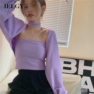 IELGY hot girl suit summer women's new retro blouse tube top two-piece suit (1)