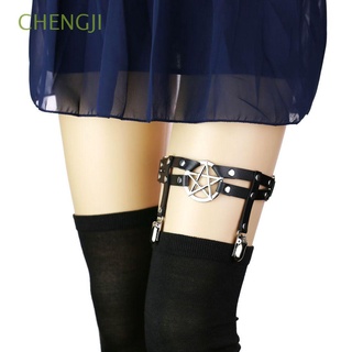 CHENGJI Gothic Rivets Leg Ring Cool Korean Style Garter Belt Women Suspenders Heart Girls Body Jewelry Punk Cat Head Pentagram Thigh Harness/Multicolor