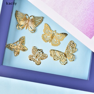 CHARMS kaciiy 50 unids/set de filigrana de metal dorado hueco mariposa encantos manualidades diy joyería co