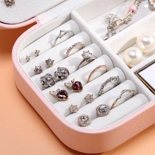 universal organizador de joyas cajas/doble capa collar pendientes anillos joyería caso de exhibición/portátil de viaje joyero/piel pu joyería caja de almacenamiento (3)