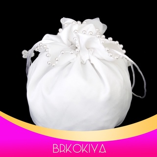 Brkokiya bolsa De mano De satén con perlas blancas Para novia/bodas/regalos De boda