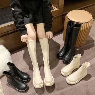 White boots children s mid-tube boots autumn 2020 new smoke tube boots wild thick-soled knight boots net red thin boots
