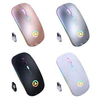 amp* Silent 2.4G Wireless Mouse Lightweight Rechargeable Portable Colorful Light Mute Mice for Laptop PC
