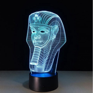 nuevo 7 colores cambio 3d visual led luz usb mesa noche lámpara egipto forma faraón
