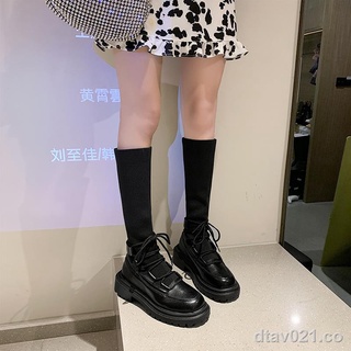 ↂ✶◆Botas largas para mujer 2021 nuevas botas Martin blancas para mujer primavera y otoño botas individuales botas de calcetines elásticos finos finos de suela gruesa botas (3)