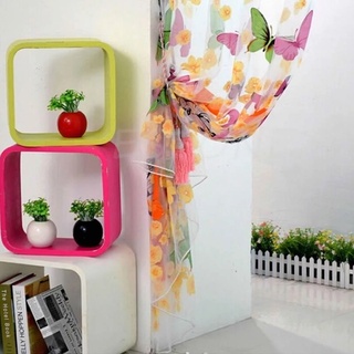 Cortina de tul con estampado de mariposa romántica de 1 m X 2 m/decoración de habitación de niños persianas ventana/Color fresco mariposa diseño cenefa (9)