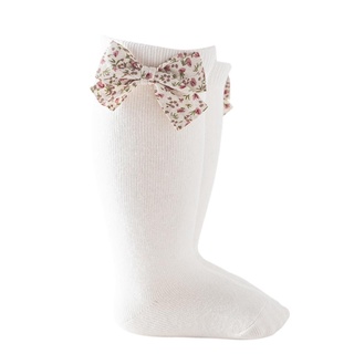 ❈Dk✲Calcetines de rodilla de otoño para recién nacidos, calcetines elásticos sin costuras con lazo Floral