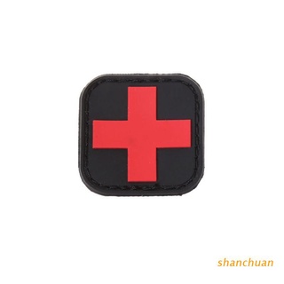 shan táctico brazalete de primeros auxilios de caza al aire libre personal médico insignia brassard cruz roja mágica pegatina de pvc parche moral accesorios