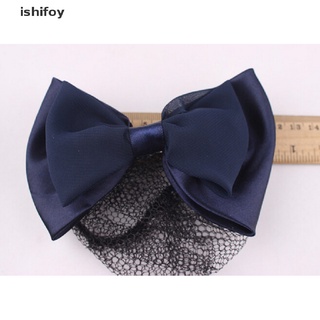 ishifoy Durable Snood Net Black Bowknot Detail French Clip Hair Barrette For Woman CO