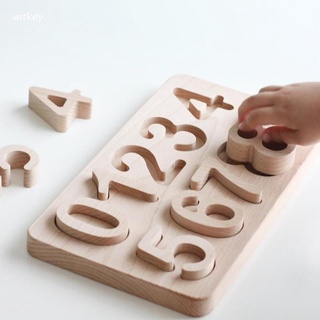 Wit Natural número de madera rompecabezas tablero niños niños matemáticas inteligencia temprana juguetes educativos contando números juego