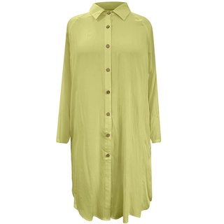 Leiter_blusa De lino con botón/camiseta De talla grande De Túnica larga con bolsillo (4)