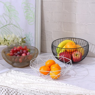Estilo insnordico redondo hueco hierro forjado sala de estar hogar moderno creativo personalizado decoración Simple plato de fruta cesta de frutas