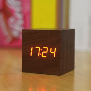 Digital de madera LED despertador de madera Retro brillo reloj herramientas de escritorio escritorio de voz Snooze función I9S2